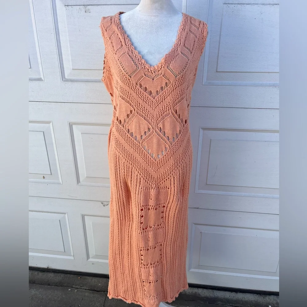 Women's free people beach cover chrochet sweater dress Santorini  S/P
